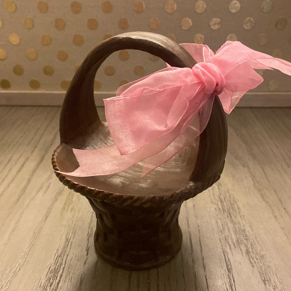 Salem Collection Faux Chocolate Woven Resin Easter Egg Basket Table Décor